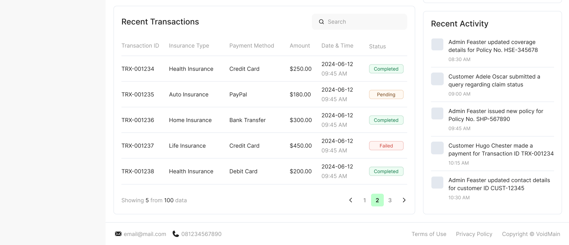 Policy management interface