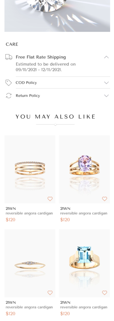 Jewellery mobile app screen 4