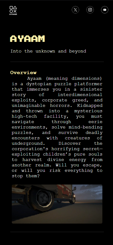 Ayaam website homepage